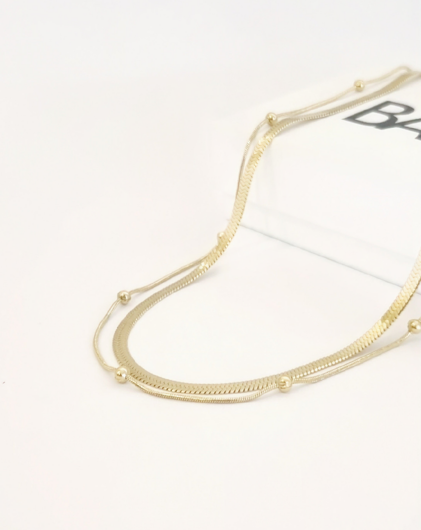 FILAMI • Collier double rang - Maille miroir et maille serpent boule