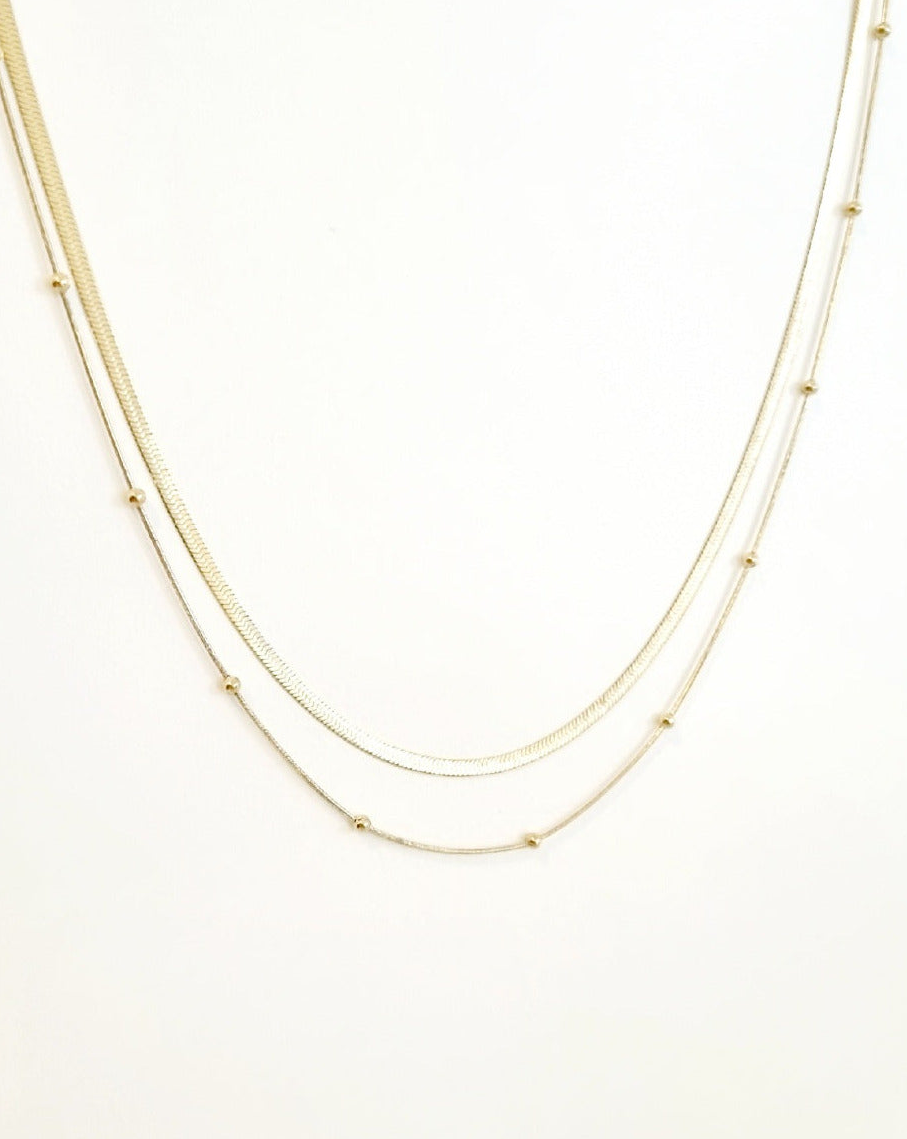 FILAMI • Collier double rang - Maille miroir et maille serpent boule