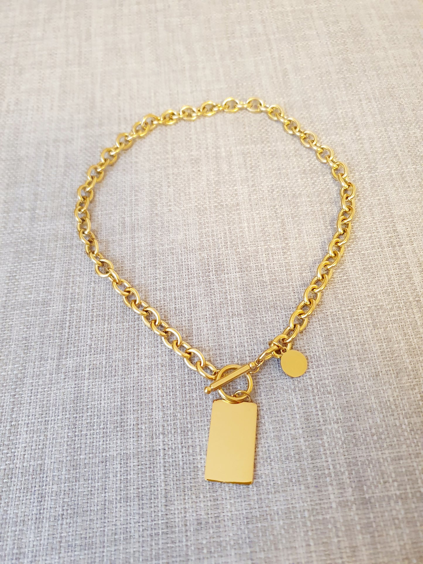Collier grosse maille - fermoir en T - 2 plaques