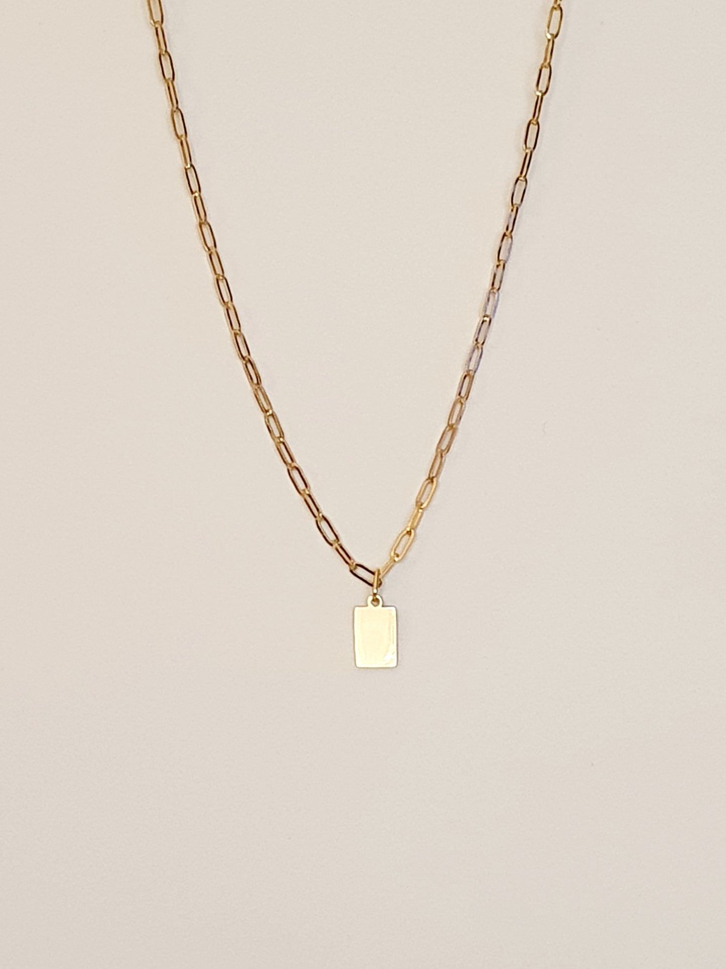 Collier petite maill trombone - Médaille rectangle (2 tailles)