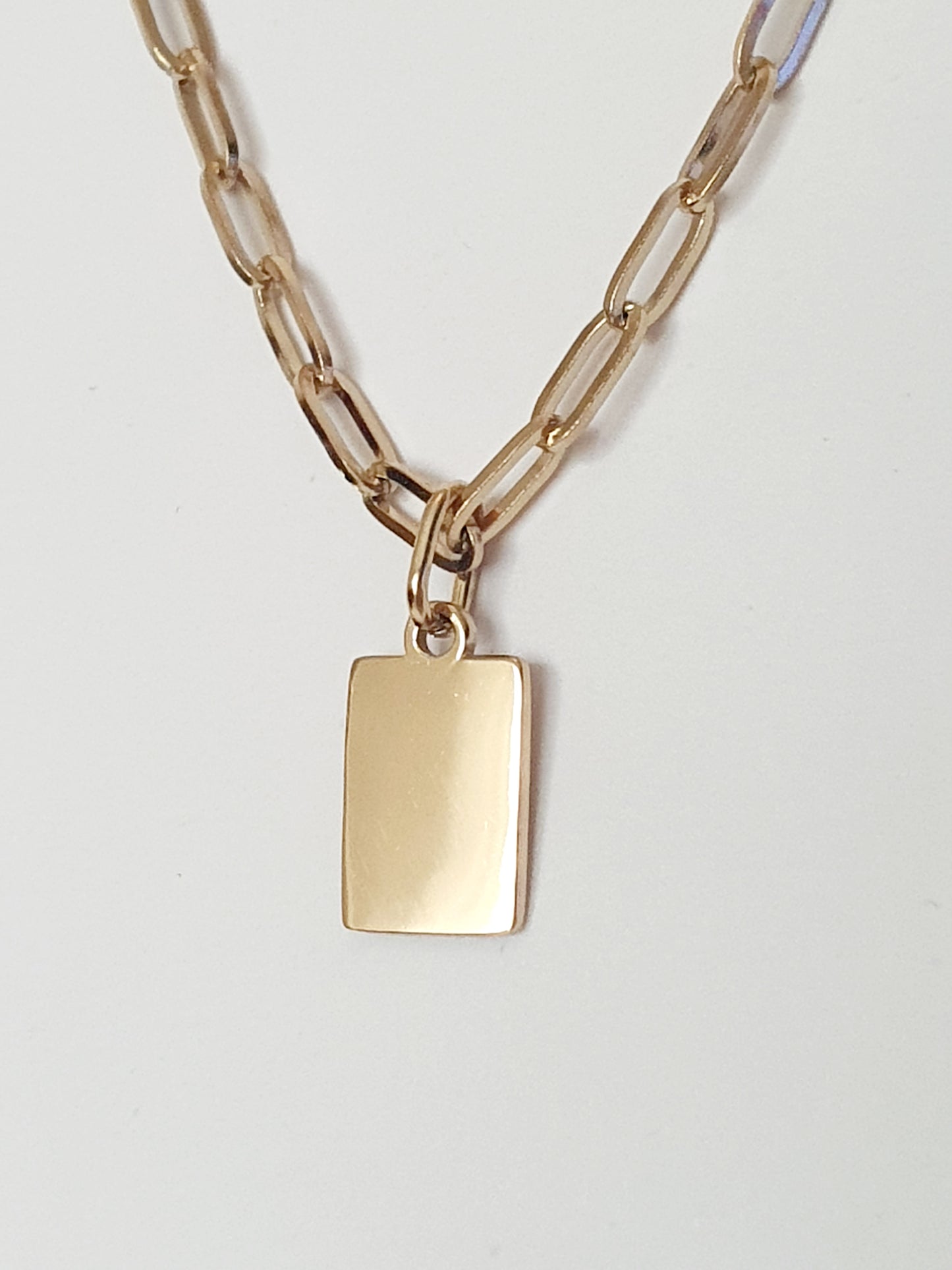 Collier petite maill trombone - Médaille rectangle (2 tailles)