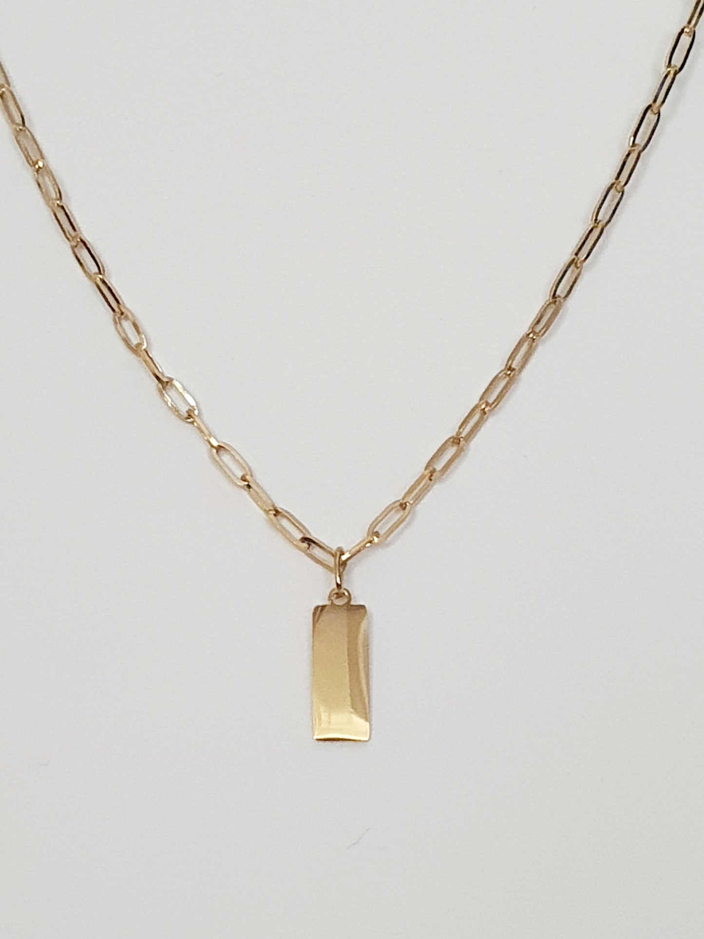 Collier petite maill trombone - Médaille rectangle (2 tailles)