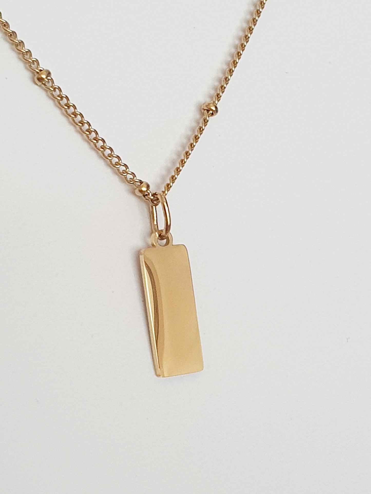 Collier maille boules - Médaille rectangle (2 tailles)