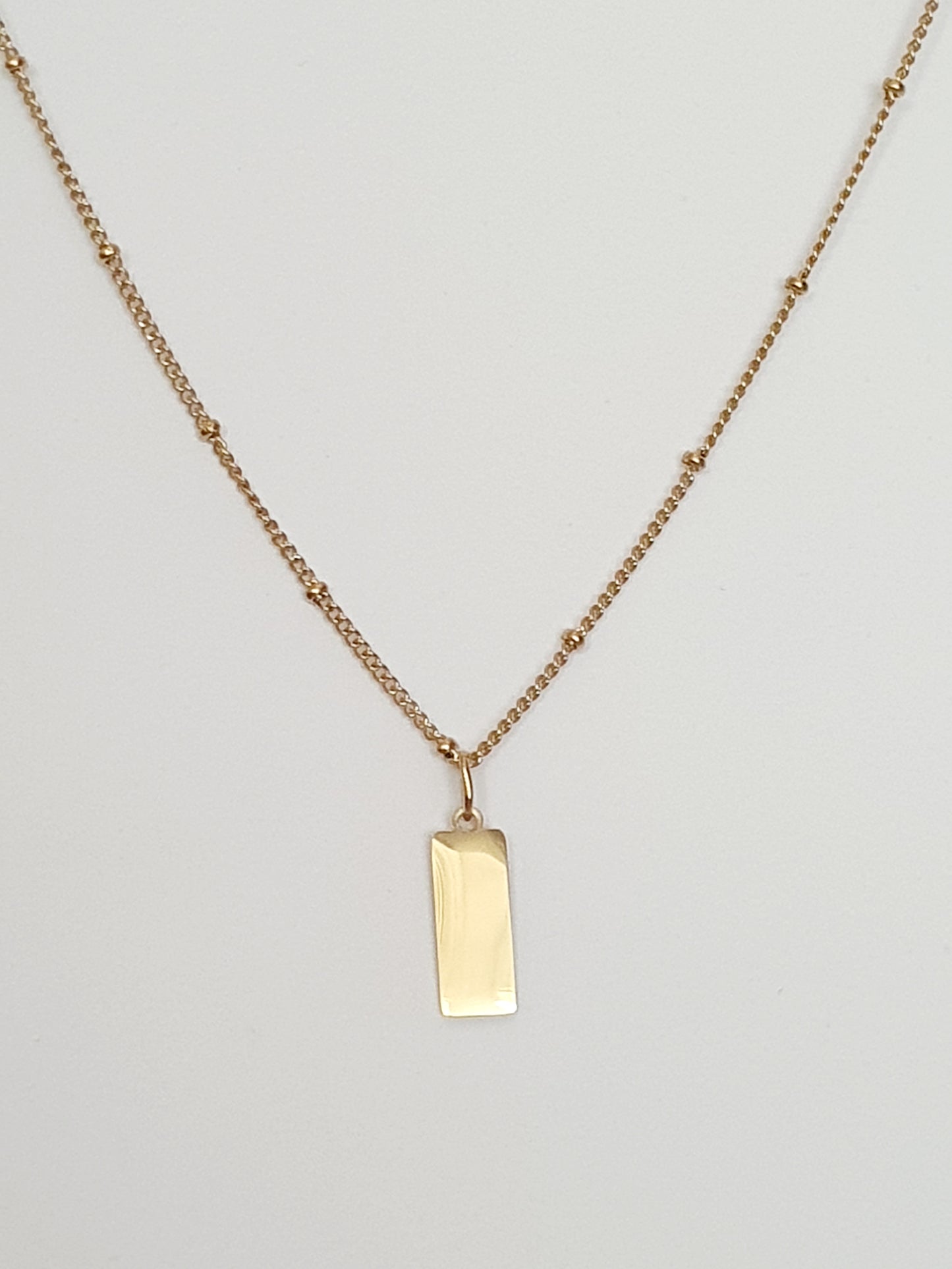 Collier maille boules - Médaille rectangle (2 tailles)