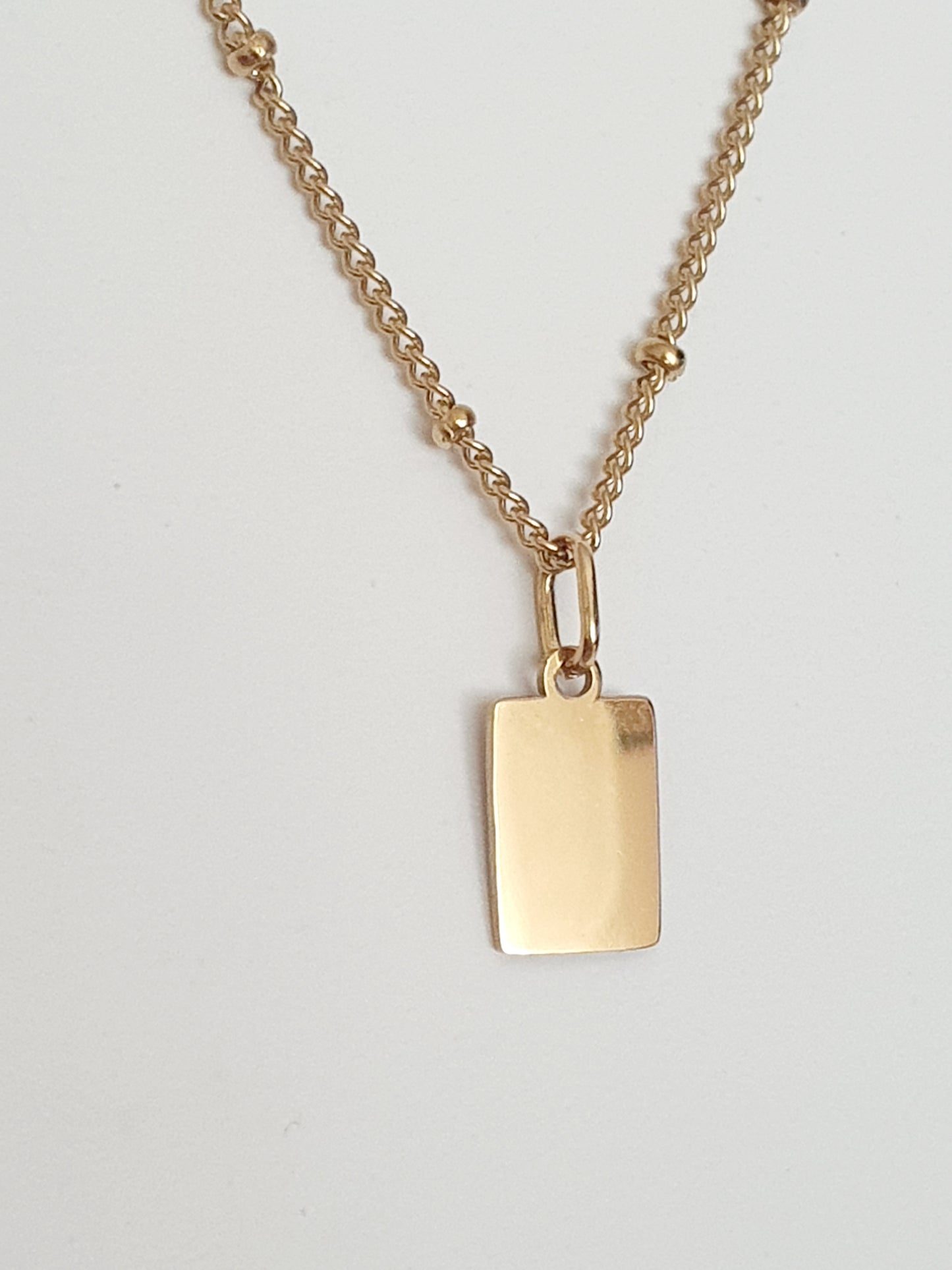 Collier maille boules - Médaille rectangle (2 tailles)