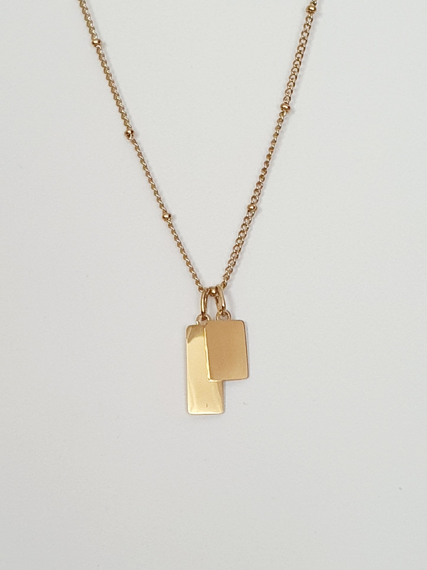 Collier maille boules - Médaille rectangle (2 tailles)