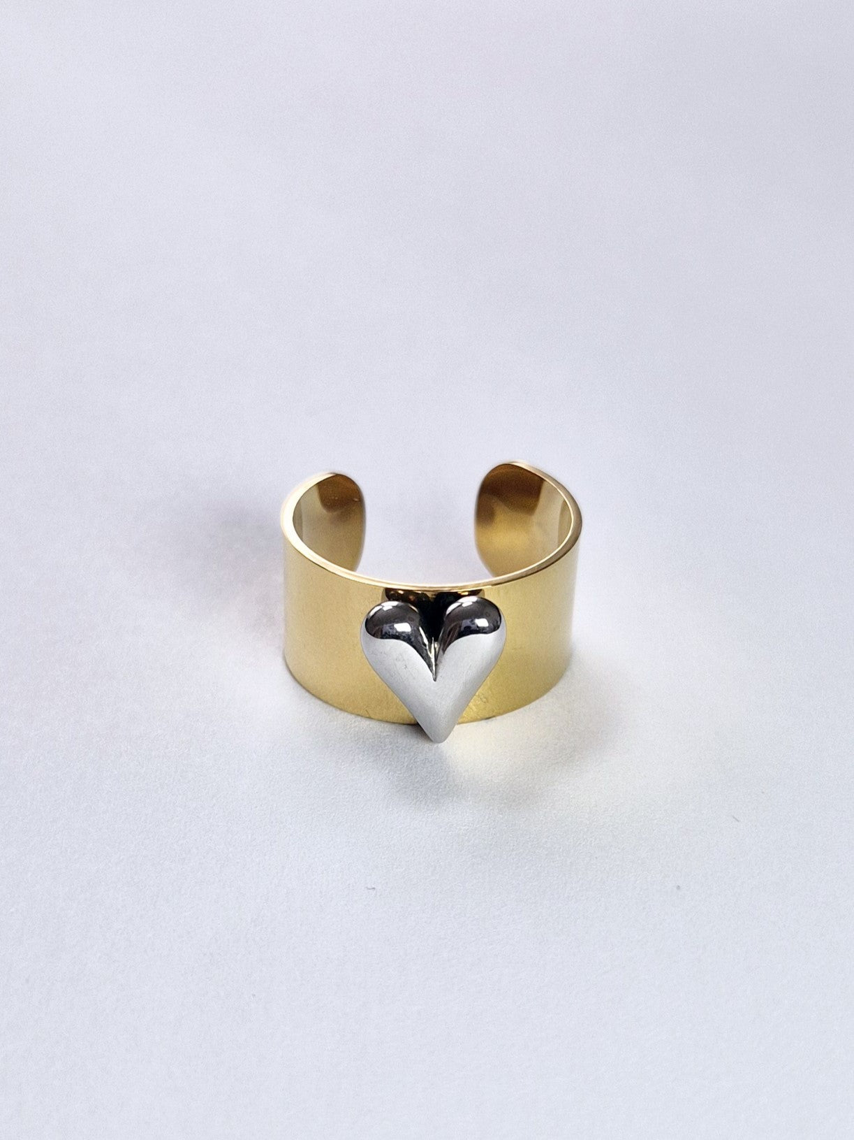 Bague coeur bicolore ajustable