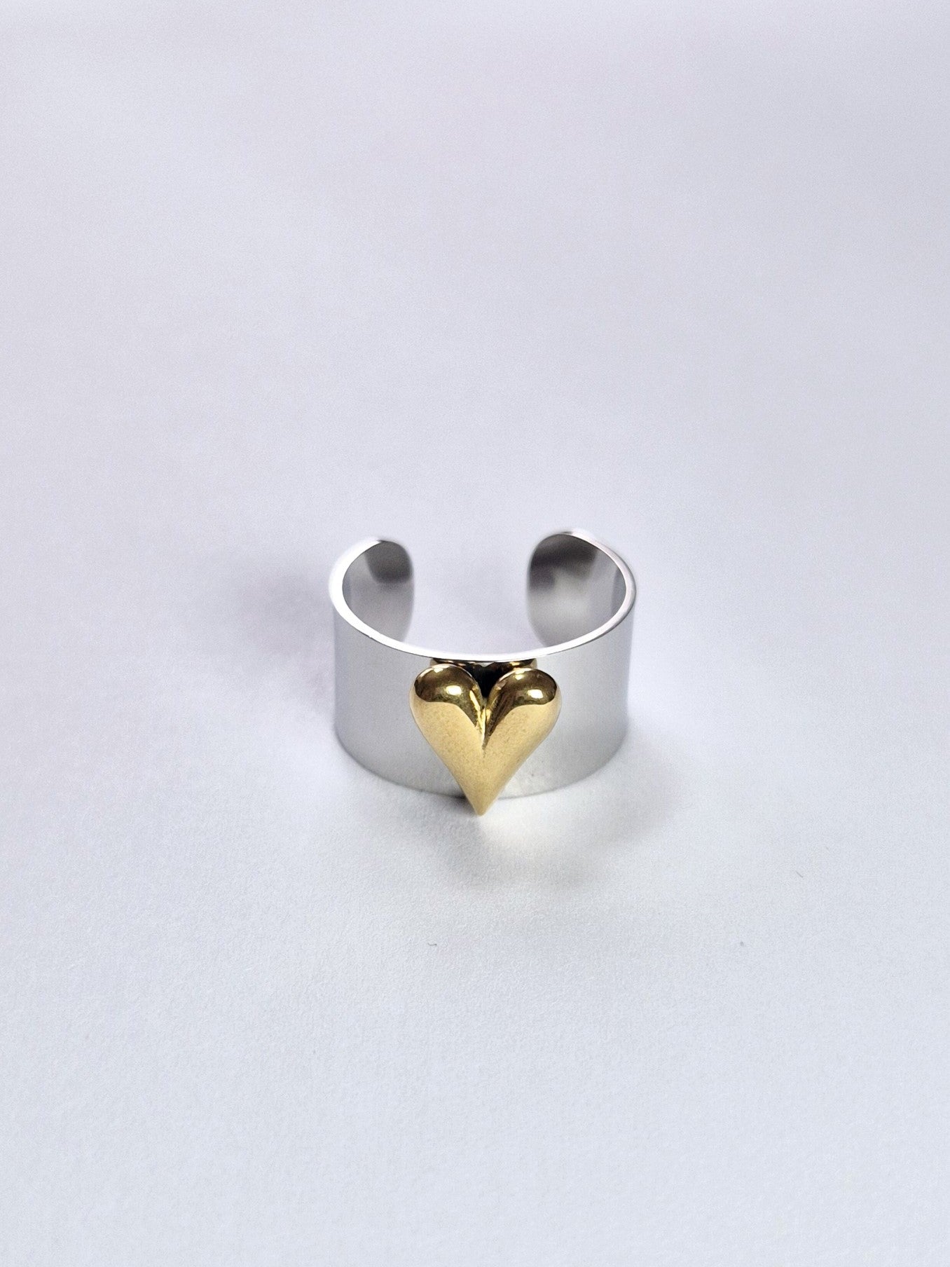 Bague coeur bicolore ajustable