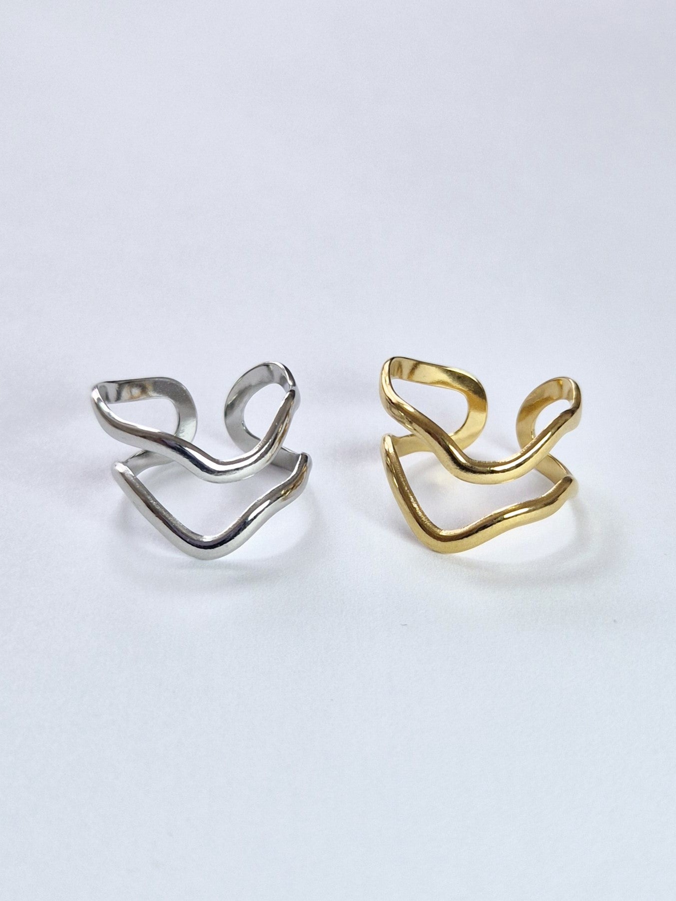 Bague ouverte double rangs