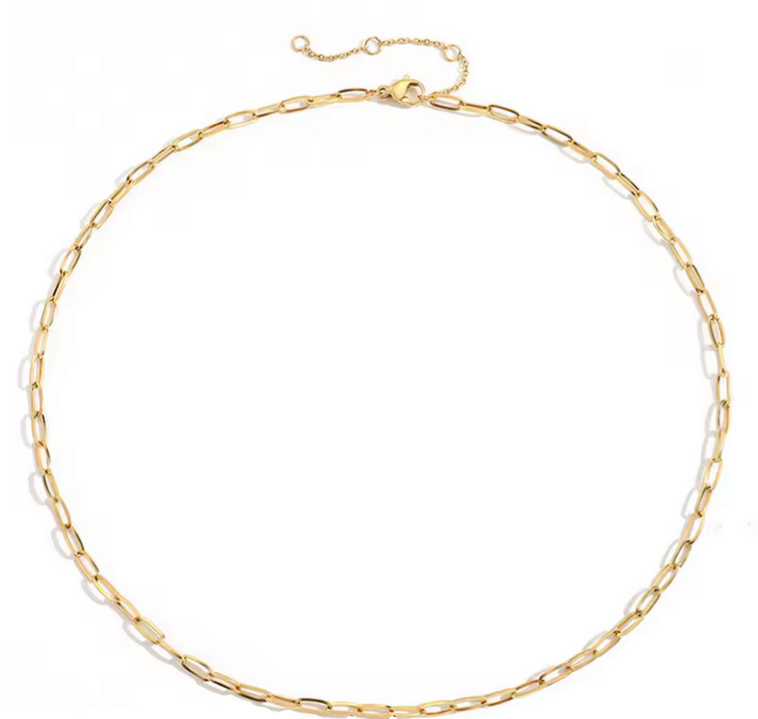 Collier petite maille trombone - Médaille ronde (4 tailles)
