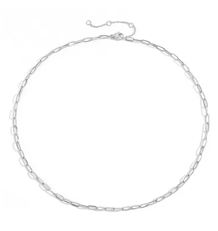 Collier petite maille trombone - Médaille ronde (4 tailles)