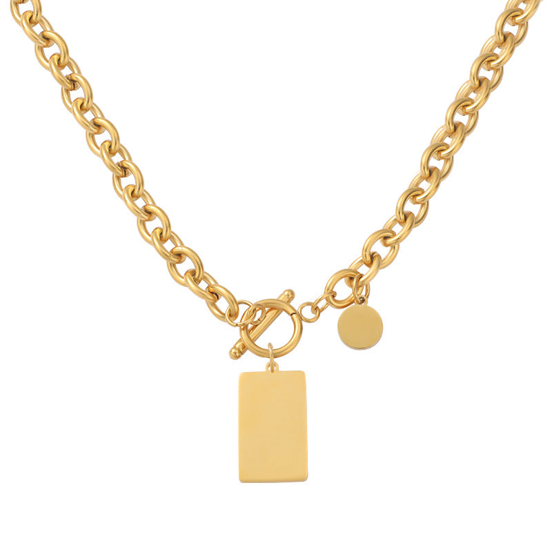 Collier grosse maille - fermoir en T - 2 plaques