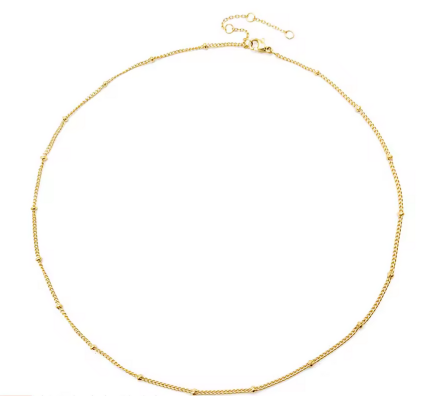 Collier maille boules - Médaille rectangle (2 tailles)