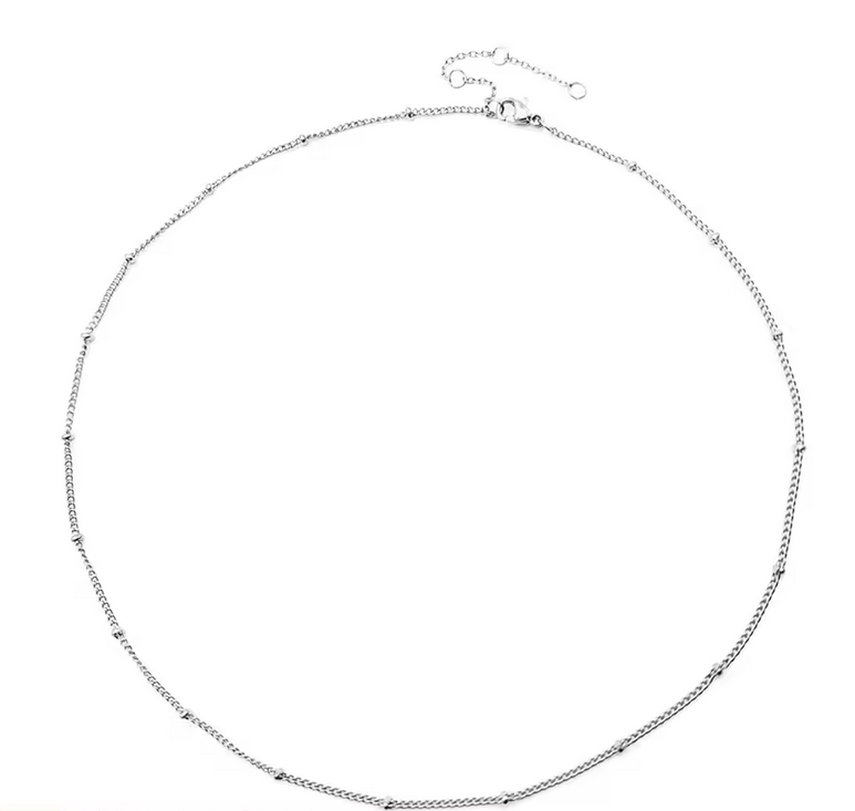 Collier maille boules - Médaille rectangle (2 tailles)