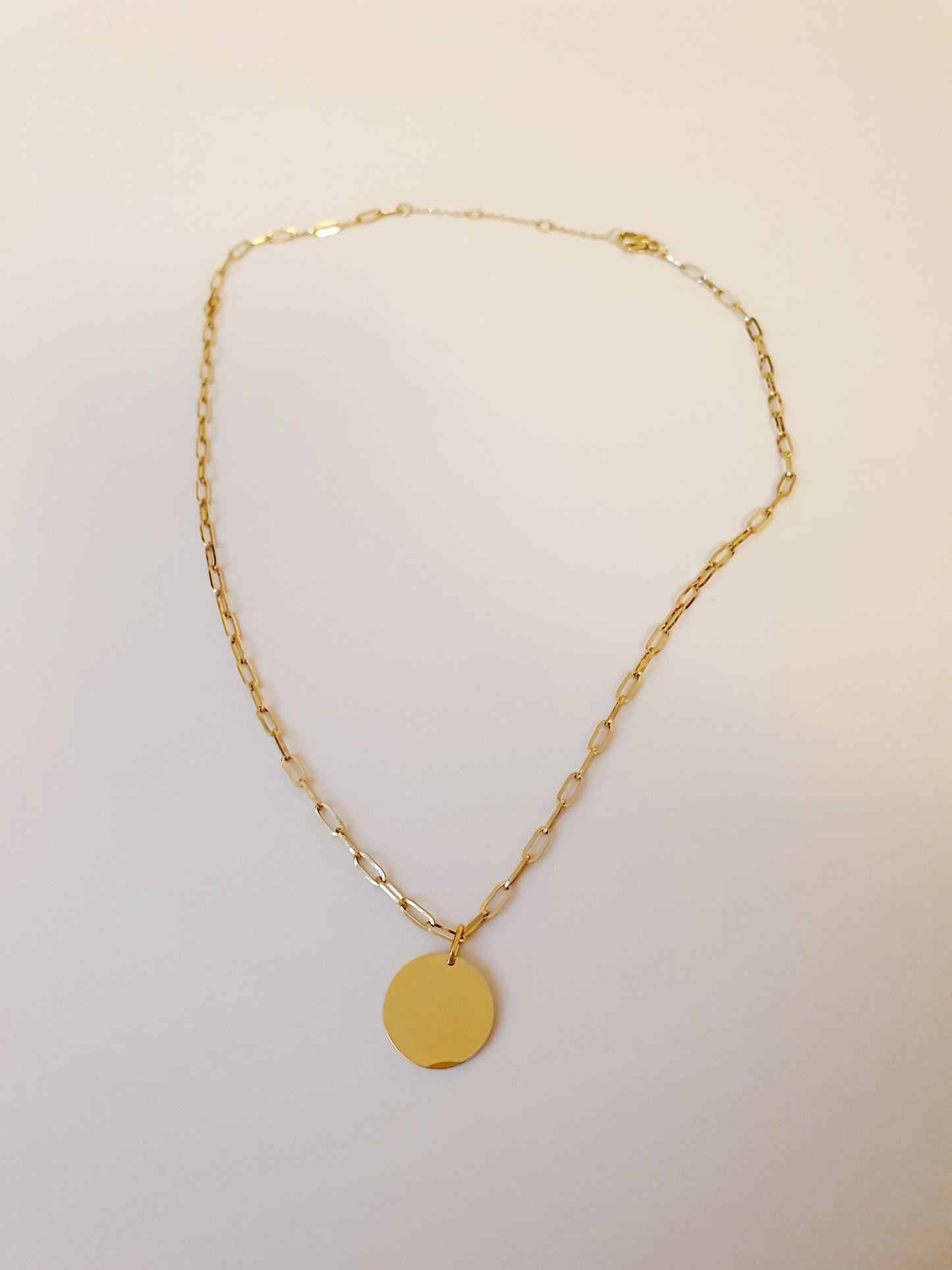 Collier petite maille trombone - Médaille ronde (4 tailles)