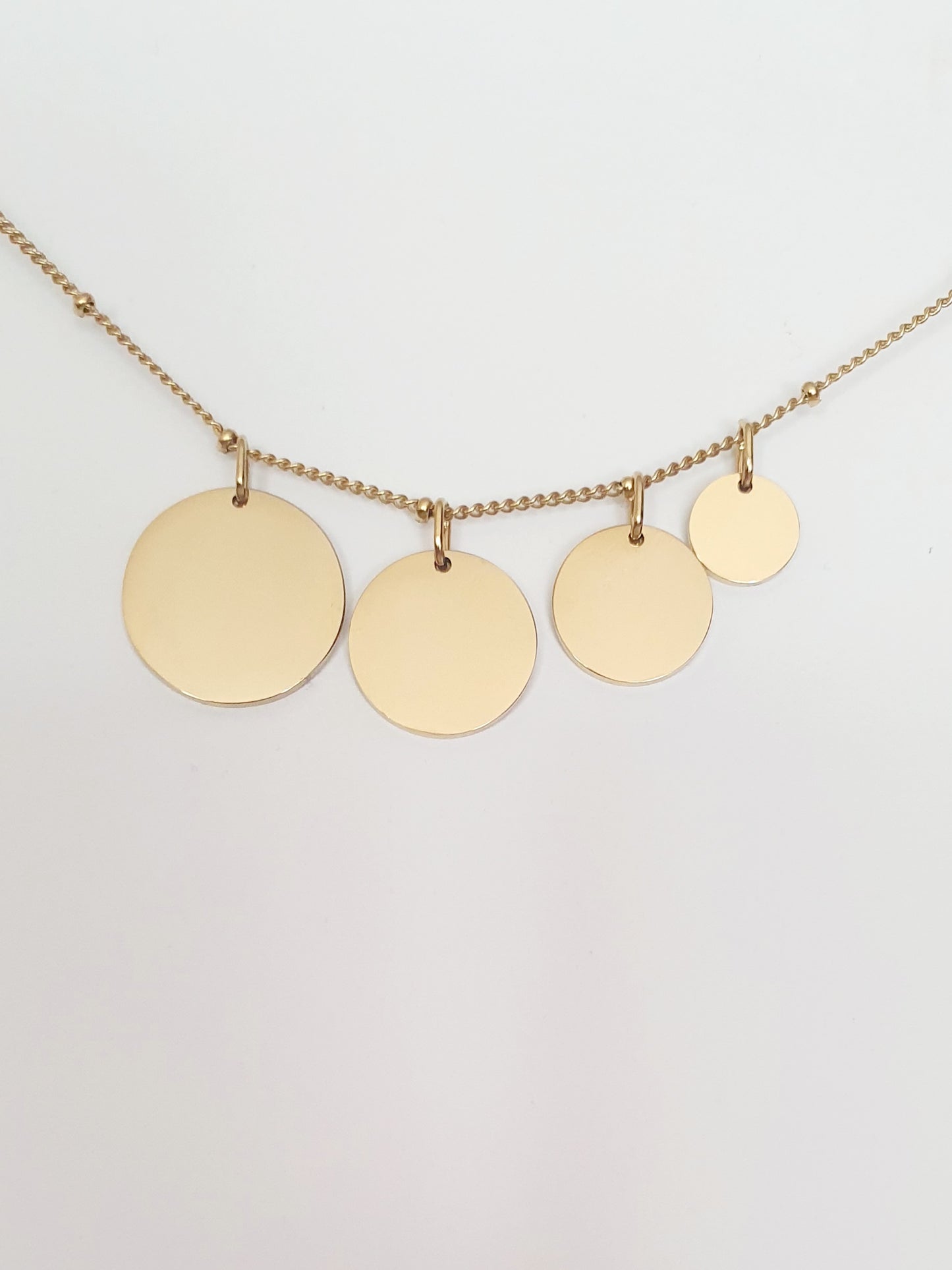 Collier maille boule - Médaille ronde (4 tailles)
