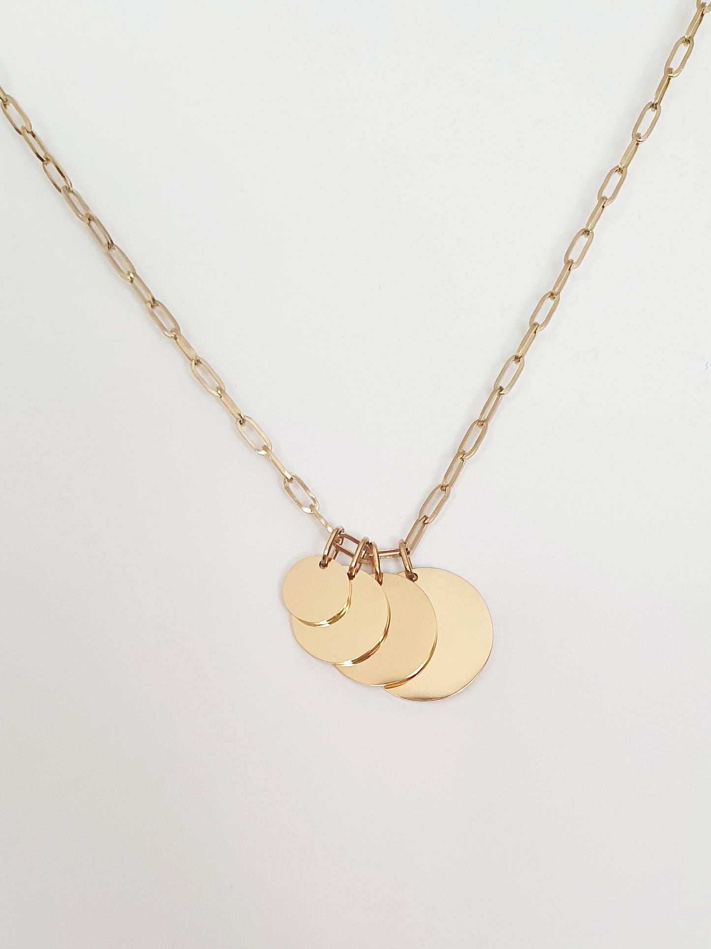 Collier petite maille trombone - Médaille ronde (4 tailles)