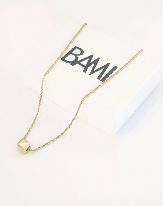 Dé • Collier maille brillante pendentif cube