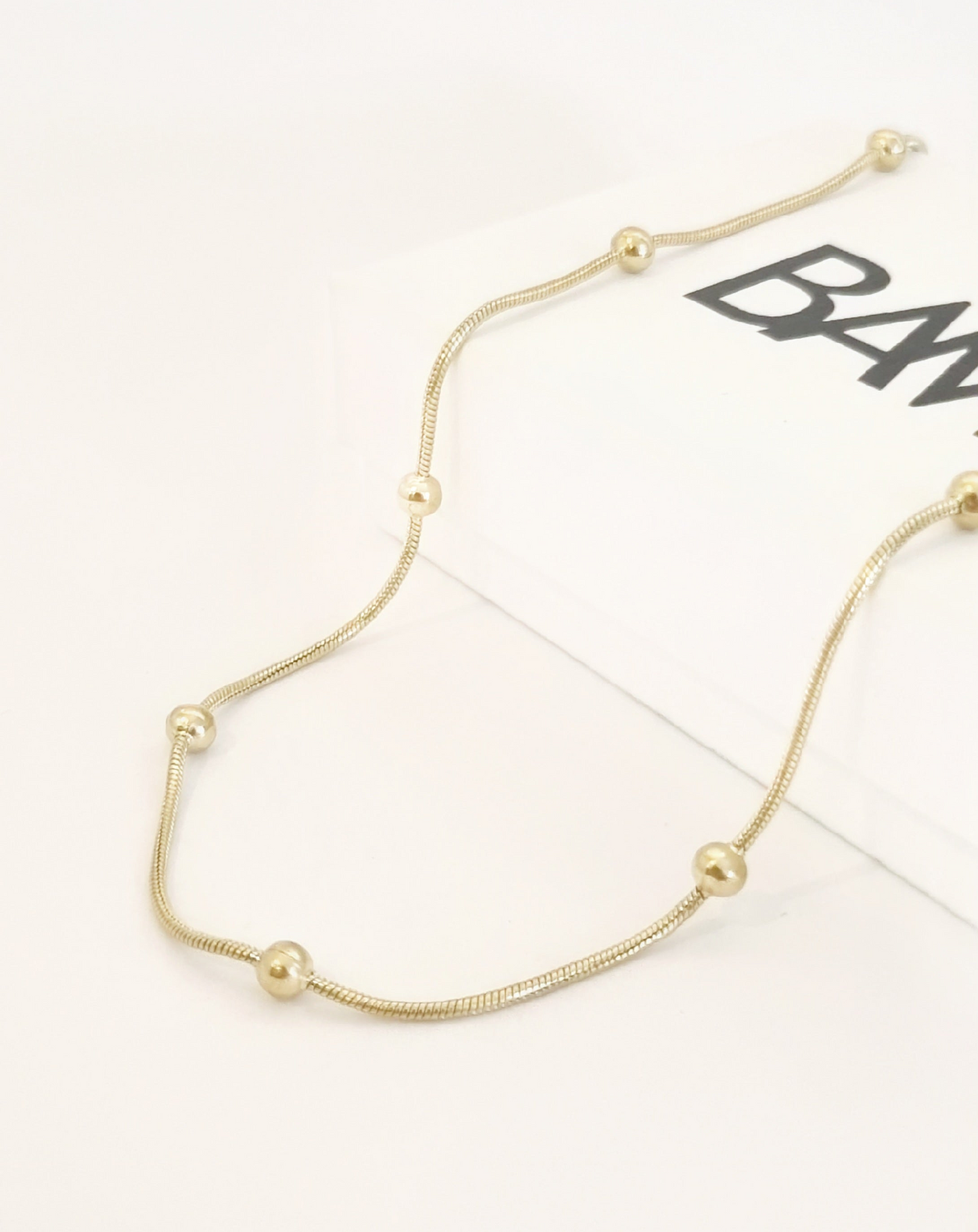 FILLANTINE • Collier maill serpent et perles dorées