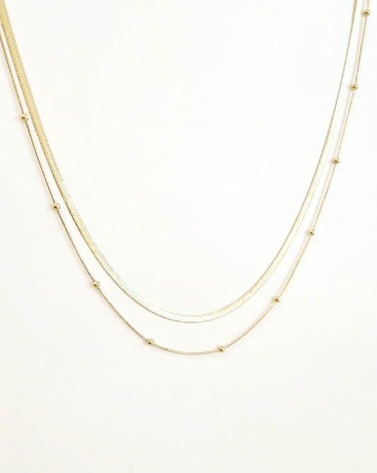 FILAMI • Collier double rang - Maille miroir et maille serpent boule