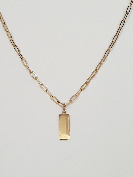 Collier petite maill trombone - Médaille rectangle (2 tailles)
