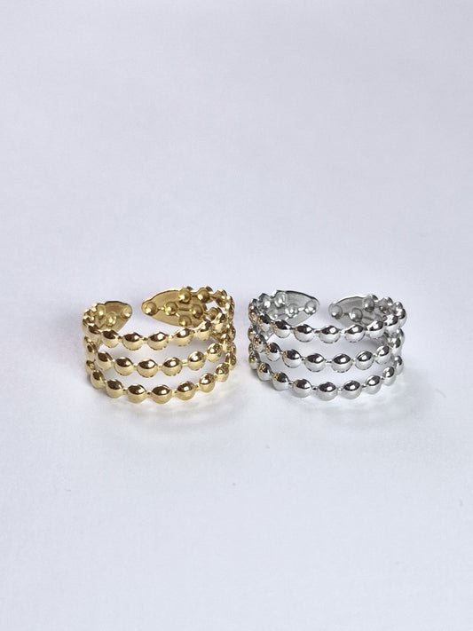 Bague billes 3 rangs