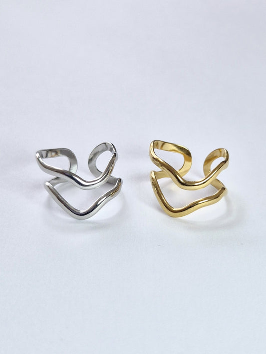 Bague ouverte double rangs