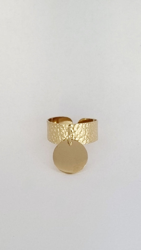Bague martelée breloque ajustable personnalisable