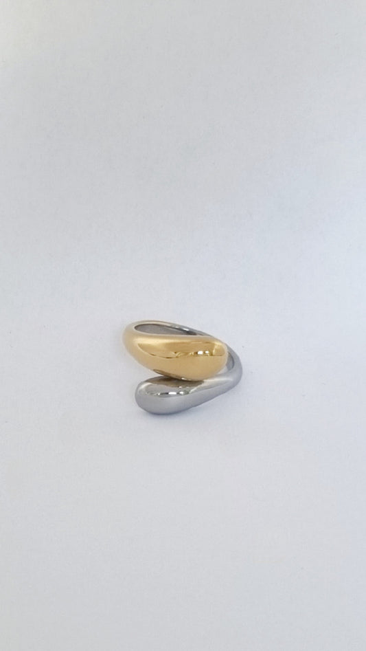 Bague bicolore asymétrique