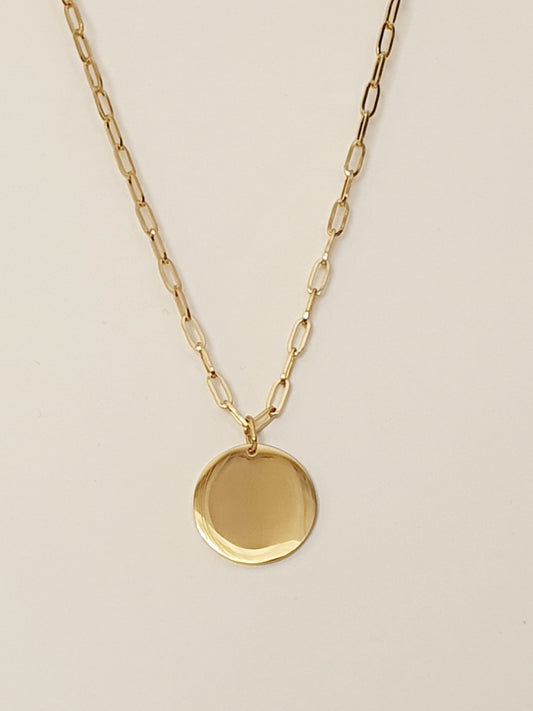 Collier petite maille trombone - Médaille ronde (4 tailles)