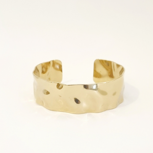 FEUILLE D'OR • Bracelet jonc effet froissé